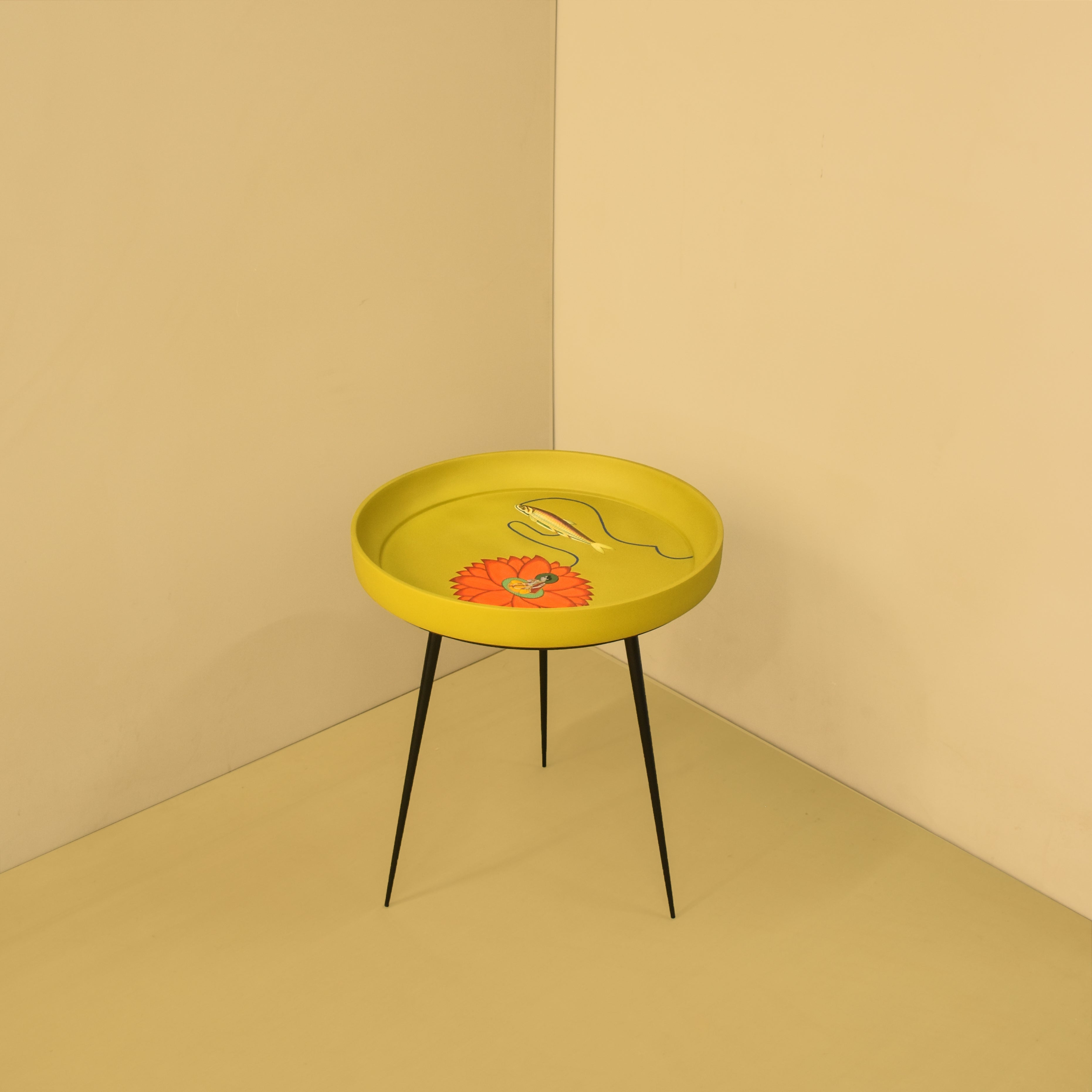 Kalam Table Chintz Bel Hand painted Miniature, painted table, stool, home decor item, table, handcrafted, vintage, hand tuned stool, wooden, print, classic, detachable legs table