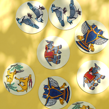 Pattachitra Coasters CD Gaaja Haathi (Elephant) set of 2 Handpaint CD Home Decor Dinning Serving