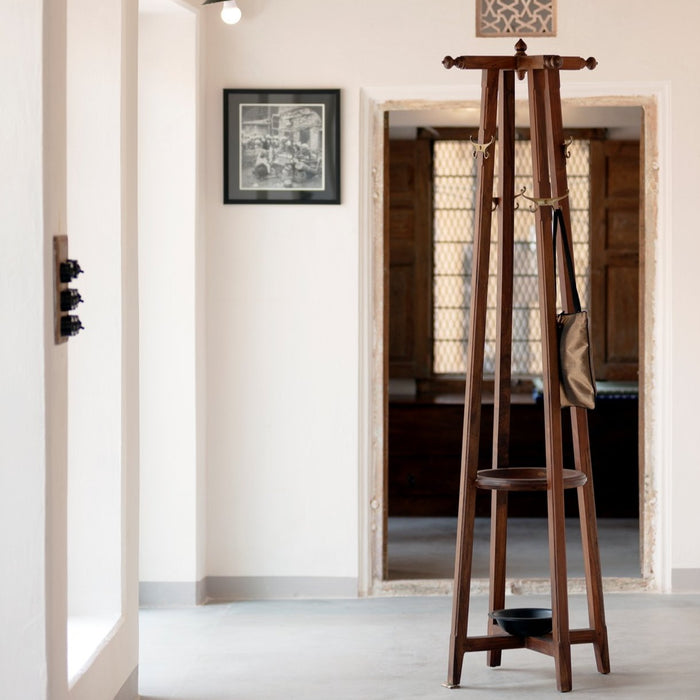 Harvard Coat Stand Furniture Apparels Accessories Shisham Wood Stainless Steel Cast brass