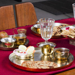 Hookka Thaali festive serving dinning home objects thali set of 3 thathera handbeaten metal craft, plate, crafted. handcraft