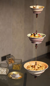 Frt Cochin Diya Hanging Bird Feeder Outdoor Ceramic Wood Bras