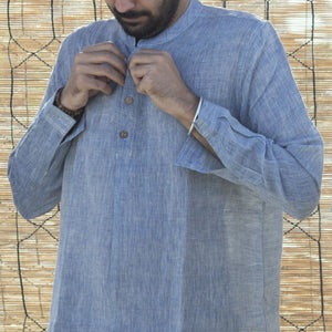 Kala Handspun Cotton Unisex Shirt Blue highly absorbent, soft, comfortable Apparels Accessories