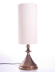 Kalash Lamp M Brass Cloth shade handbeaten brass thathera artisans table lamp lighting