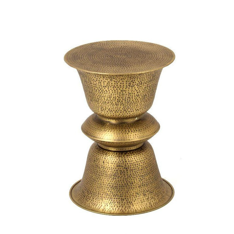Kalash Stool Brass Hand hammered metal seating Furniture Thathera Artisans, vintage stool, heritage, handmade,