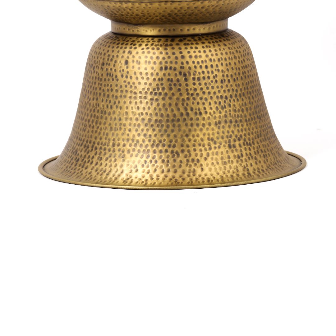 Kalash Stool Brass Hand hammered metal seating Furniture Thathera Artisans, vintage stool, heritage, handmade,