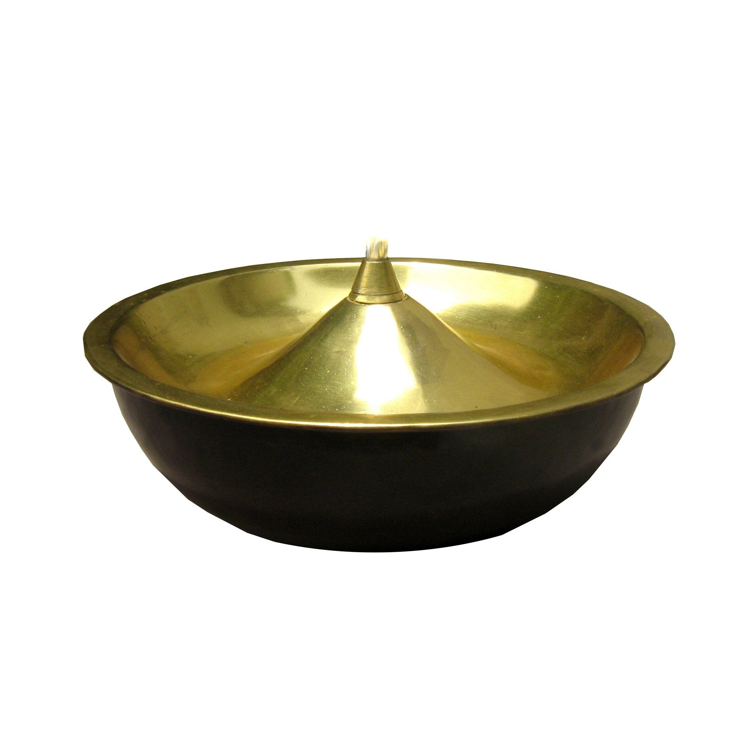 LAU DIYA GLD L Oil Lamp Copper Brass Fiber Glass Wick lighting fragrance Home Object Decor, diya, divas