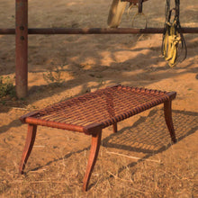 Leather Strap Bench L sheesham wood outdoor furniture classic design elegant comfortable Minimal wooden