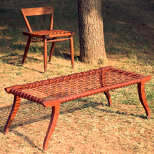 Leather Strap Bench L sheesham wood outdoor furniture classic design elegant comfortable Minimal wooden