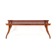 Leather Strap Bench L sheesham wood outdoor furniture classic design elegant comfortable Minimal wooden