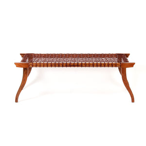 Leather Strap Bench L sheesham wood outdoor furniture classic design elegant comfortable Minimal wooden