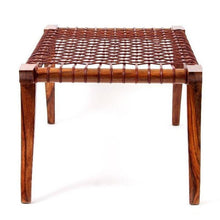 Leather Strap Bench L sheesham wood outdoor furniture classic design elegant comfortable Minimal wooden