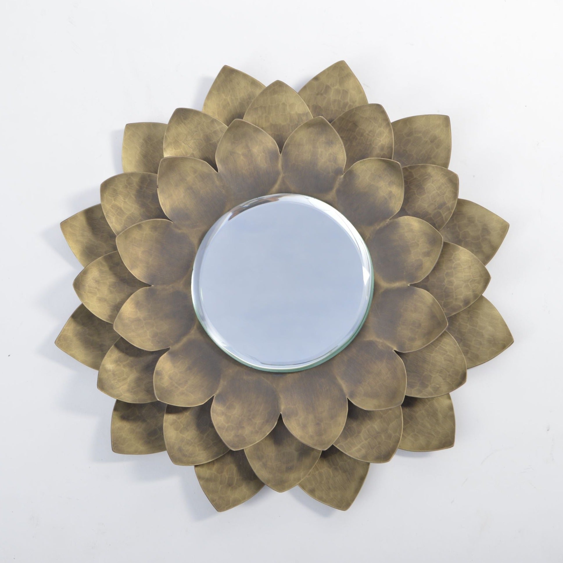 Luxe Me Lotus Mirror Handcrafted Handbeaten Brass Thathera Mirror Decor Home Object Wall