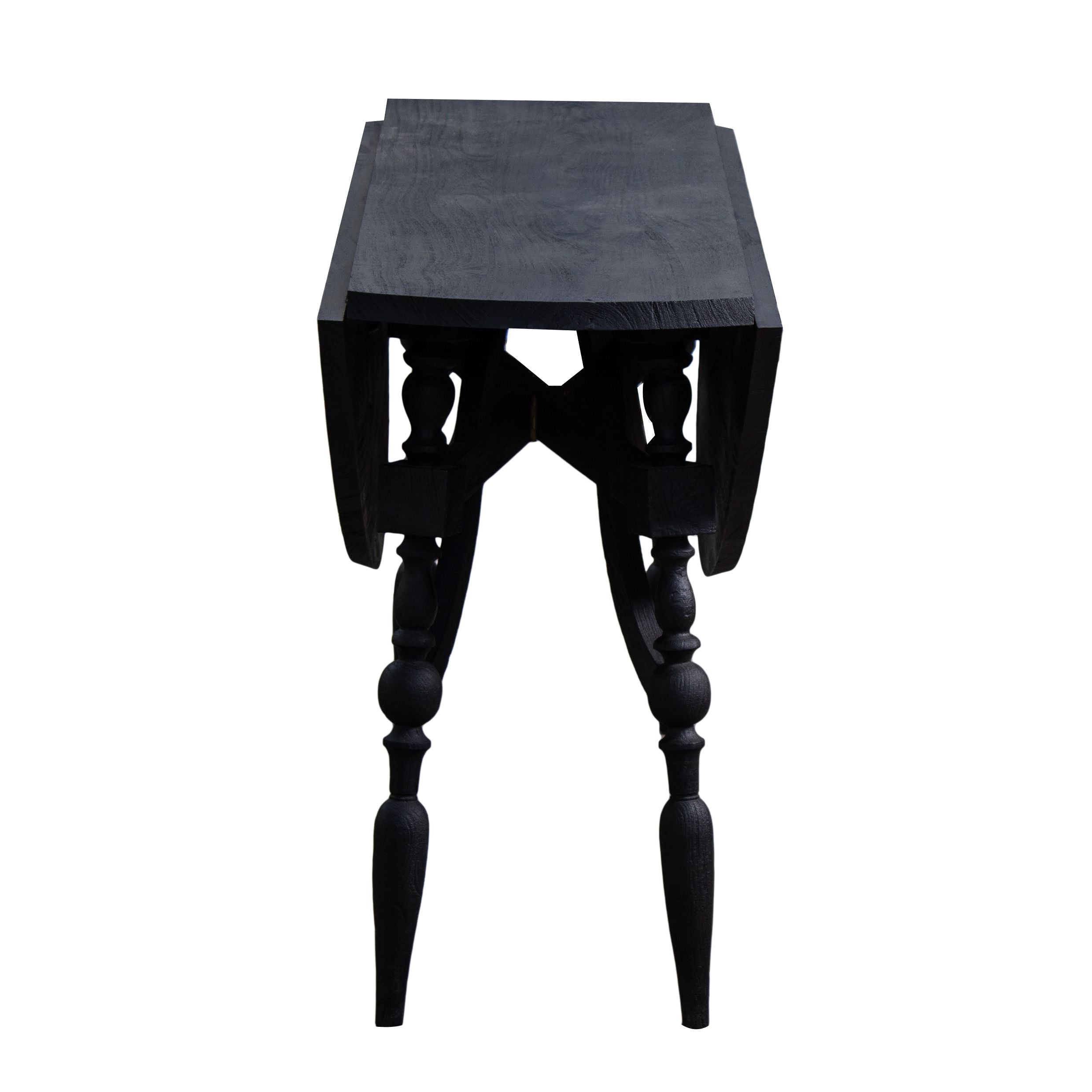 Masharbia Table Furniture round dinning table center table coffee table sandblasted turned black sheesham wood flexible foldable top