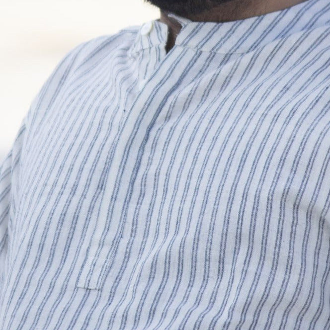 Malkha Handspun Cotton Unisex Shirt Salt Stripes
