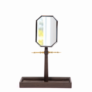 Mehr-un-Nissa Jewellery Stand Mango wood Brass Antique glass home decor table top organizer