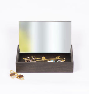 Mehr-un-Nissa Box Mango wood Brass Antique glass home decor table top organizer