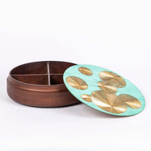 Mukhwaas supari box handcrafted in wood and hand etched patina naqqashi craft home object serving table top supari box festive essential