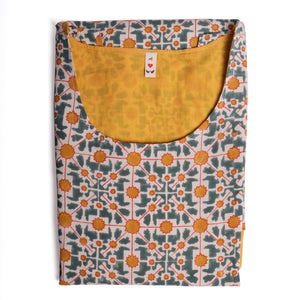 Naksha Teal Yellow Reversible Shift Overlap Dress