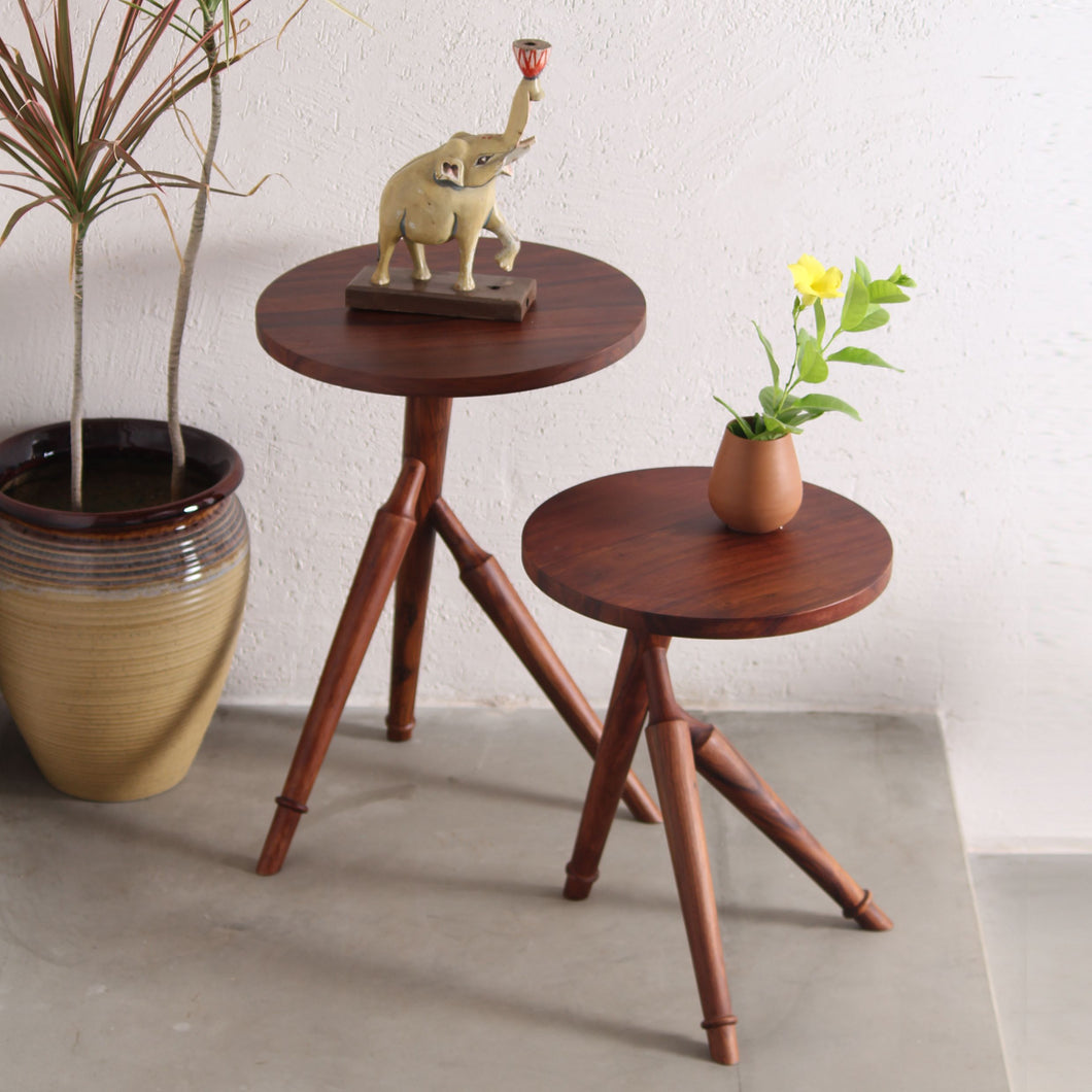 Ranthmbore Nesting Table Set of 2 Furniture Nesting table Handmade , wooden table, unique table, stool