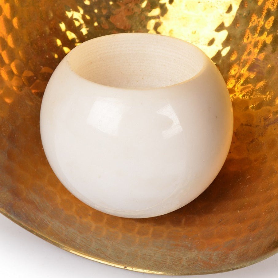 Oas Marble Ball Candlestand handbeated Hanging Outdoor Brass Marble
