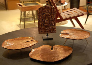 Thathera artisan’s hand-hammer aluminum/copper, padma tray, handcrafted tray, wall decor 