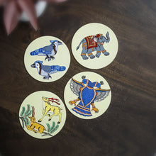 Pattachitra Coasters CD Gangajee Chadhaee (Two Blue Water Birds) set of 2  Handpaint CD Home Decor Dinning Serving