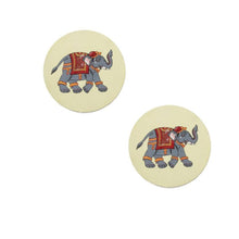 Pattachitra Coasters CD Gaaja Haathi (Elephant) set of 2  Handpaint CD Home Decor Dinning Serving