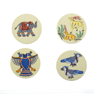 Pattachitra Coasters CD Gaaja Haathi (Elephant) set of 2  Handpaint CD Home Decor Dinning Serving