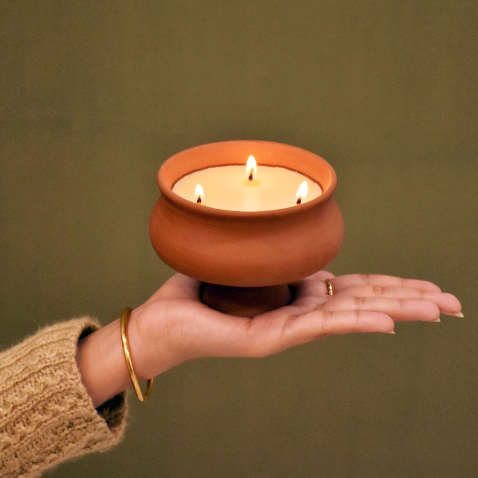 Luxury Candle Terracotta handcrafted handmade pottery lighting, crafted candle, handmade candle, unique beautiful candle