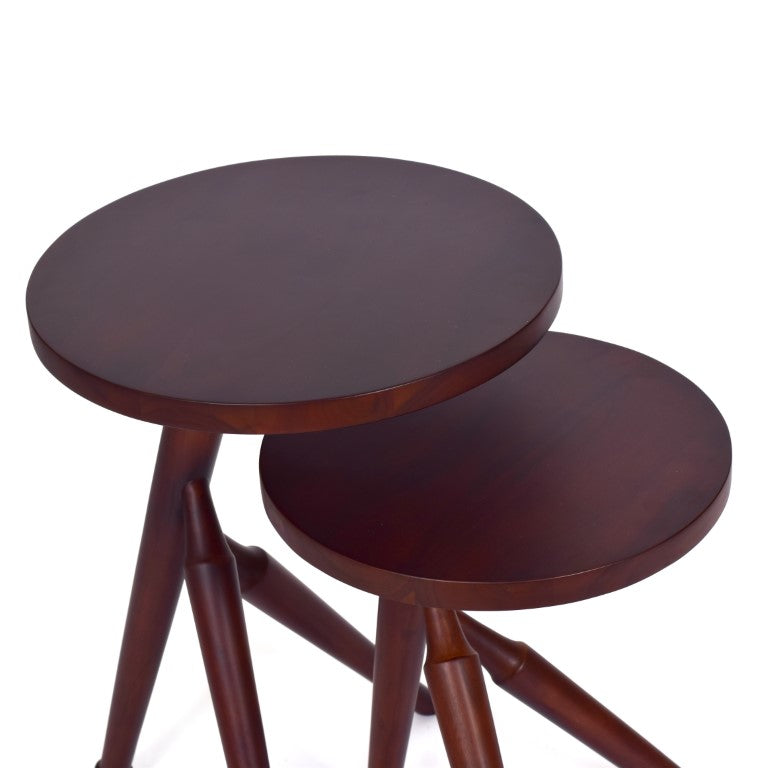 Ranthmbore Nesting Table Set of 2 Furniture Nesting table Handmade , wooden table, unique table, stool
