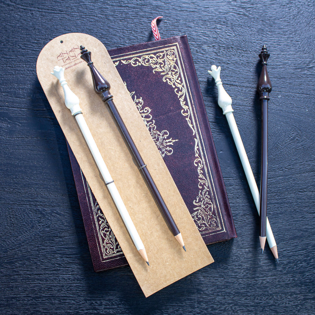 Shatranj Pencil S/2 Stationery Writing Tools Wooden lathe work, pencil, ancient pencil, vintage pencil, handmade pencil