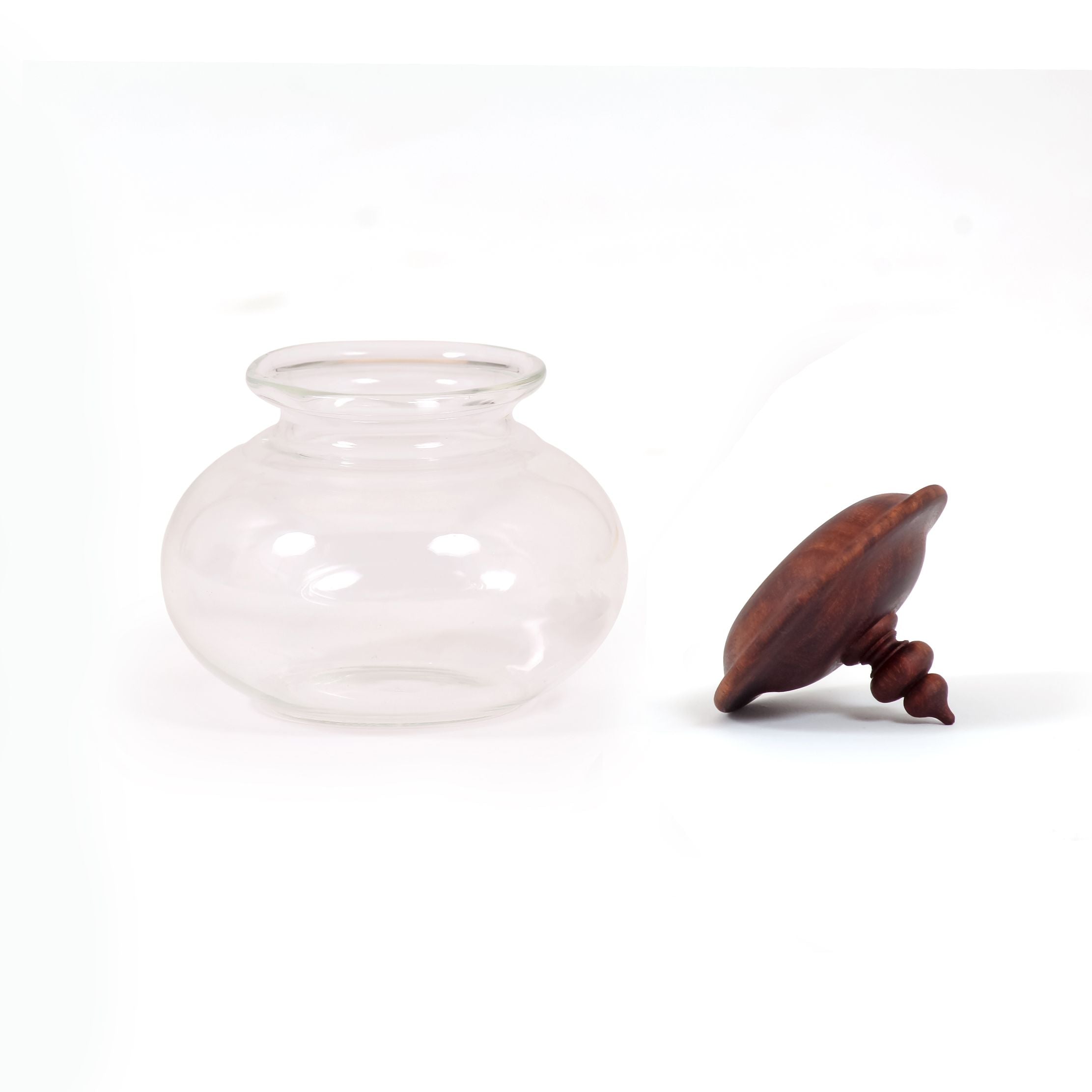 Jars, Indo-european shapes, handcrafted, laboratory glass, turned wooden lids, tradtional, decor, dining spaces, storage, serving, tabletop accessories, serving, storage