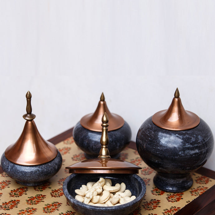 Spire collection jar L Marble Copper Cast Brass handturned Home decor Home Object table top Serving outdoors waterproof
