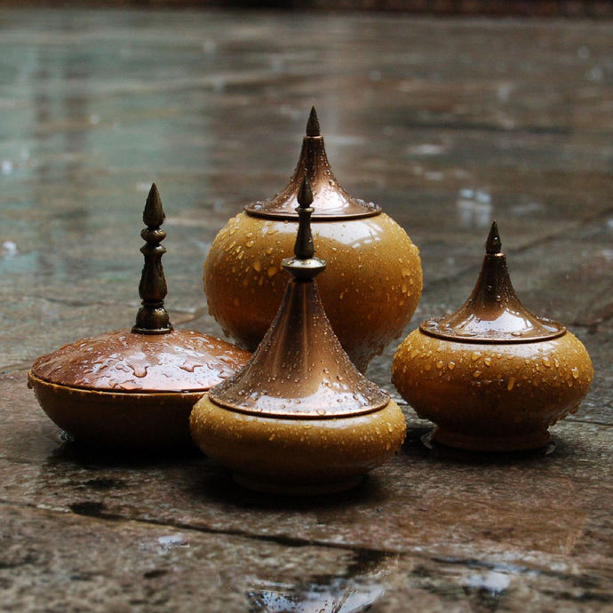 Spire collection jar Marble Copper Cast Brass handturned Home decor Home Object table top Serving outdoors waterproof, vintage jar, ancient jar