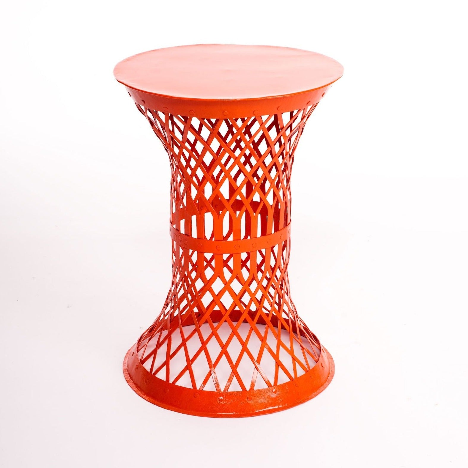 Strip Stool Metal strip weave stool furniture reuse recycle upcycle, small stool, creative stool, handcrafted stool, coloured stool