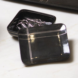Tangram Bidri Lakeer Square box play at work handcrafted in bidri minimalist art like functionality zinc copper Home object serving table top stationery desktop organizer