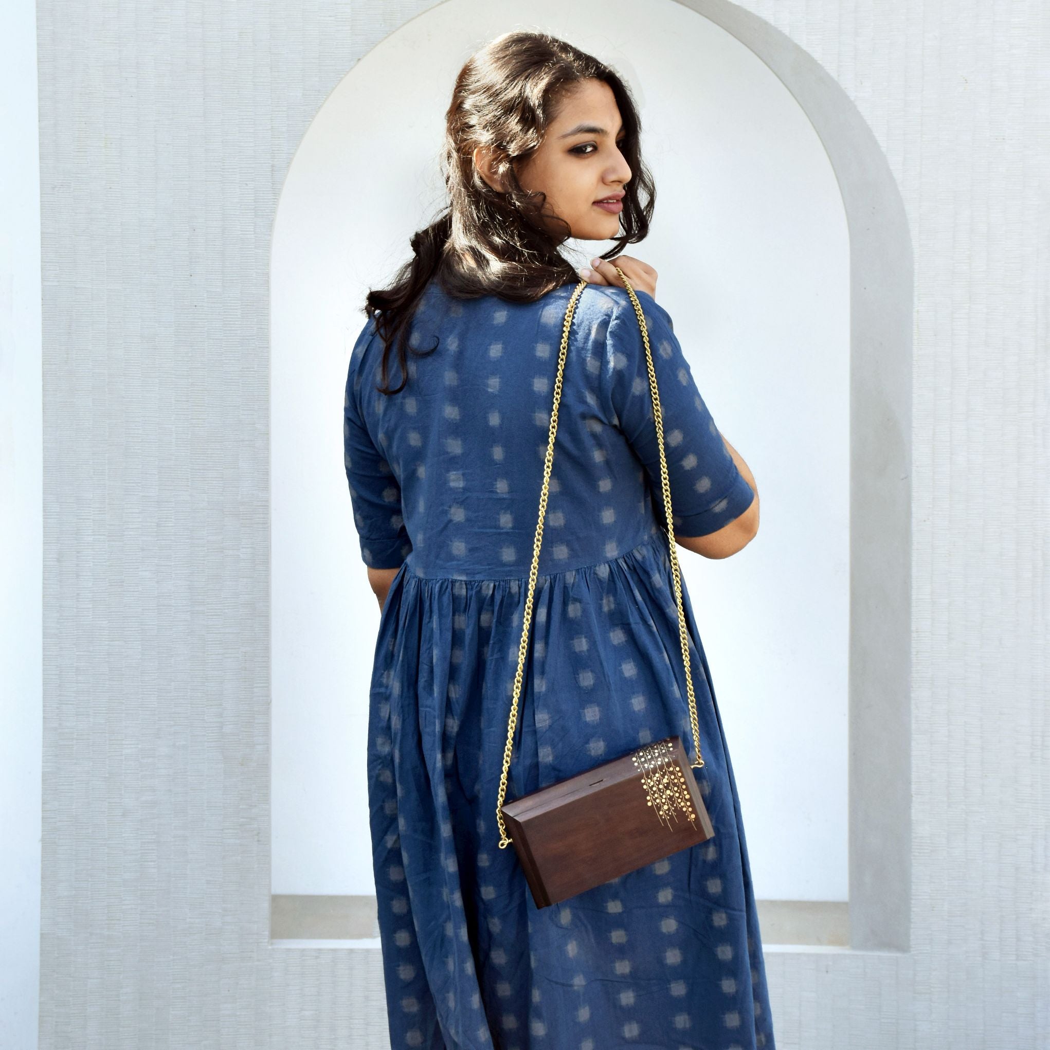 Tarkashi Clutch - Liana Wearable Bag Taarkashi , side bag, clutch, wooden clutch, handmade clutch, ancient royal vintage clutch