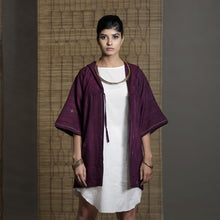 Wild Ass FOLD Hood Wool Silk Purple Wearable Stitched Garment Textile Weaving, silk shrug