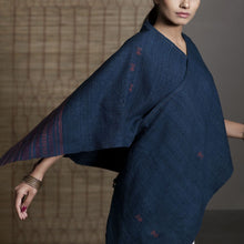 Wild Ass KITE Shrug Wool Silk Indigo Wearable stitched garment Textile Weaving