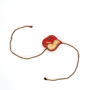 Zardozi Brooch & Rakhi: Ganesha (Elephant God) Zardozi, Velvet, Silk Thread