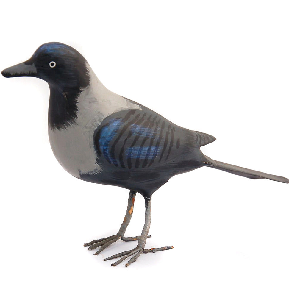 PM Crow L paper mache lightweight handpainted Accessory , Display , Table Top, kid , toy