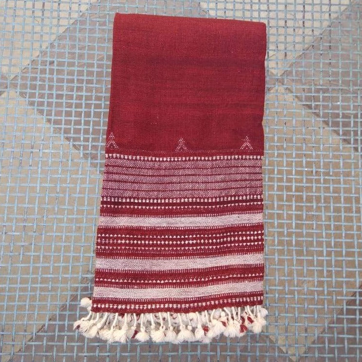 Shawl Paghdi Design Sheep Wool Maroon 86