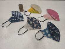 block print reversible mask in wooden box. recycled mask, block print mask, reversible mask. hand crafted